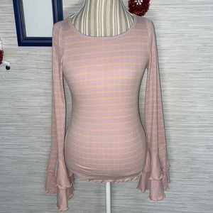 Free People We the Free striped tiered ruffle bell sleeve top